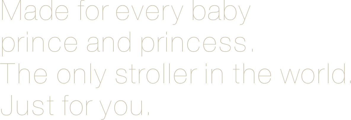 Made for every baby prince and princess, The only stroller in the world. just for you.